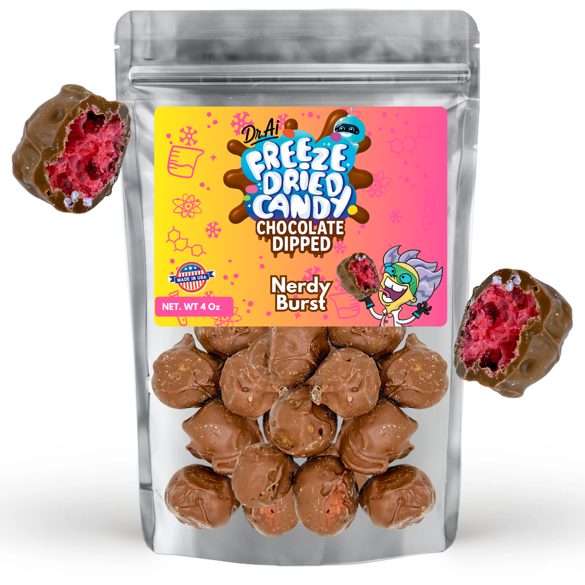 Chocolate Freeze Dried Candy Nerdy Bursts 4oz – Dr. Ai Snacks
