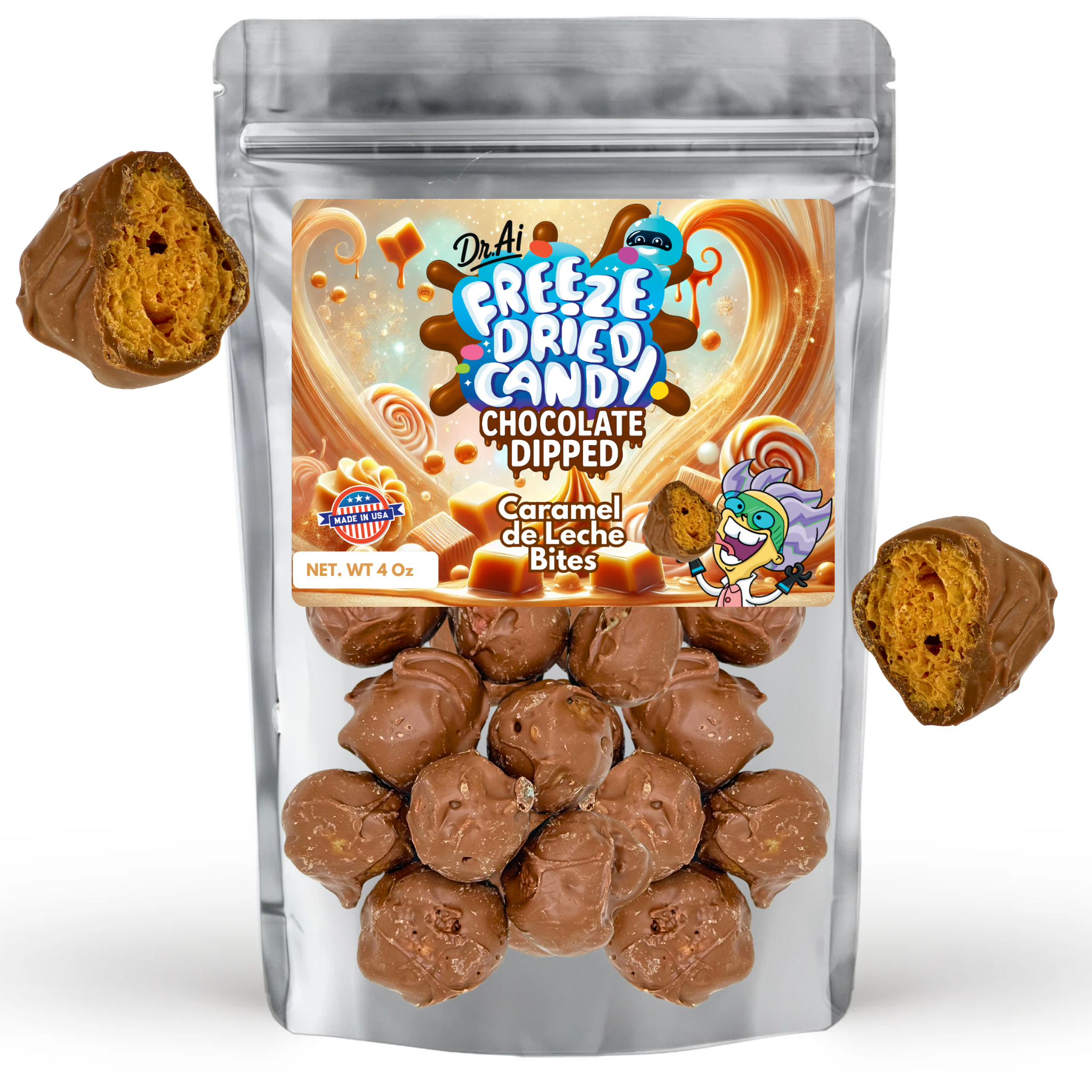 Chocolate Freeze Dried Candy Caramel De Leche 4oz