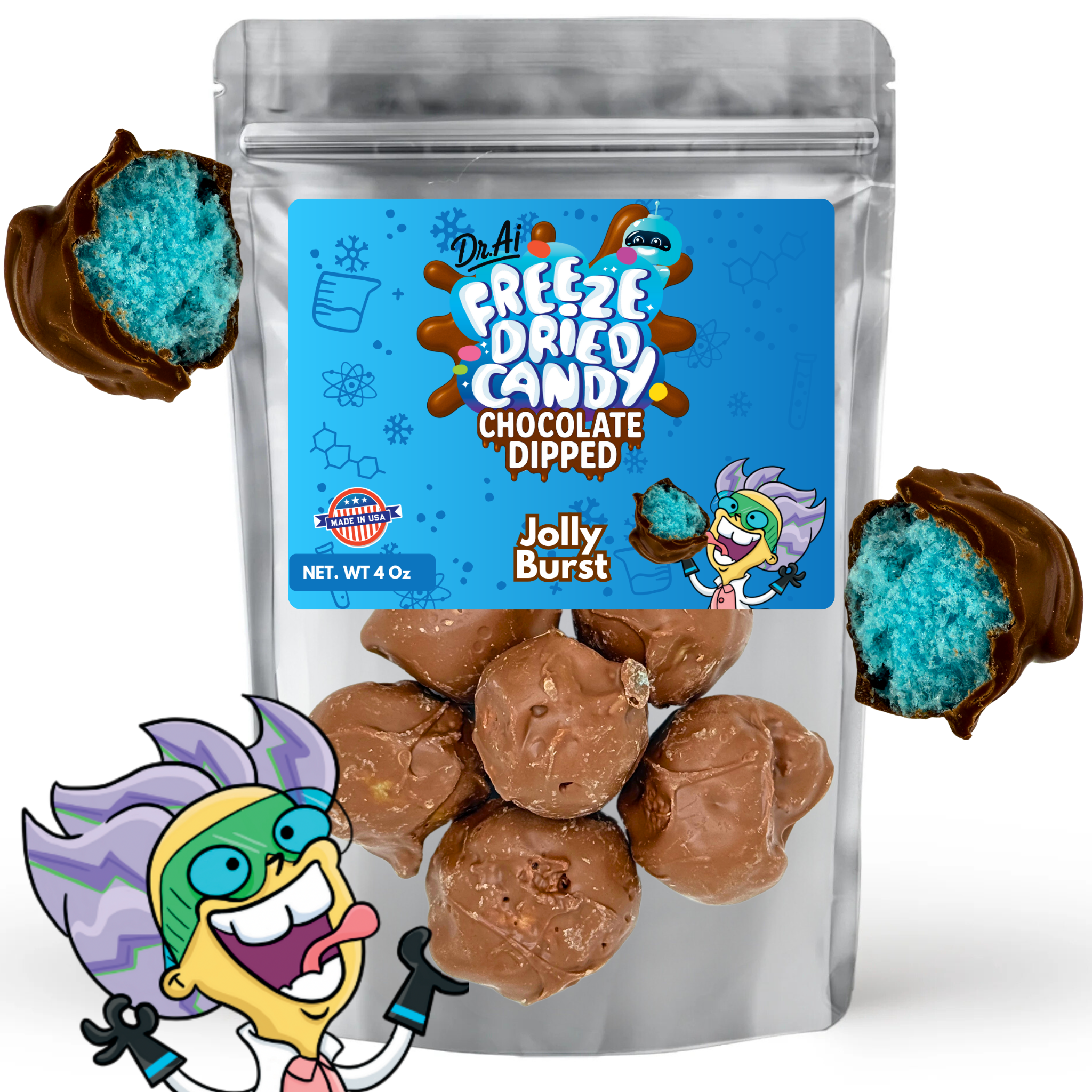Chocolate Freeze Dried Candy Jolly Burst 4oz