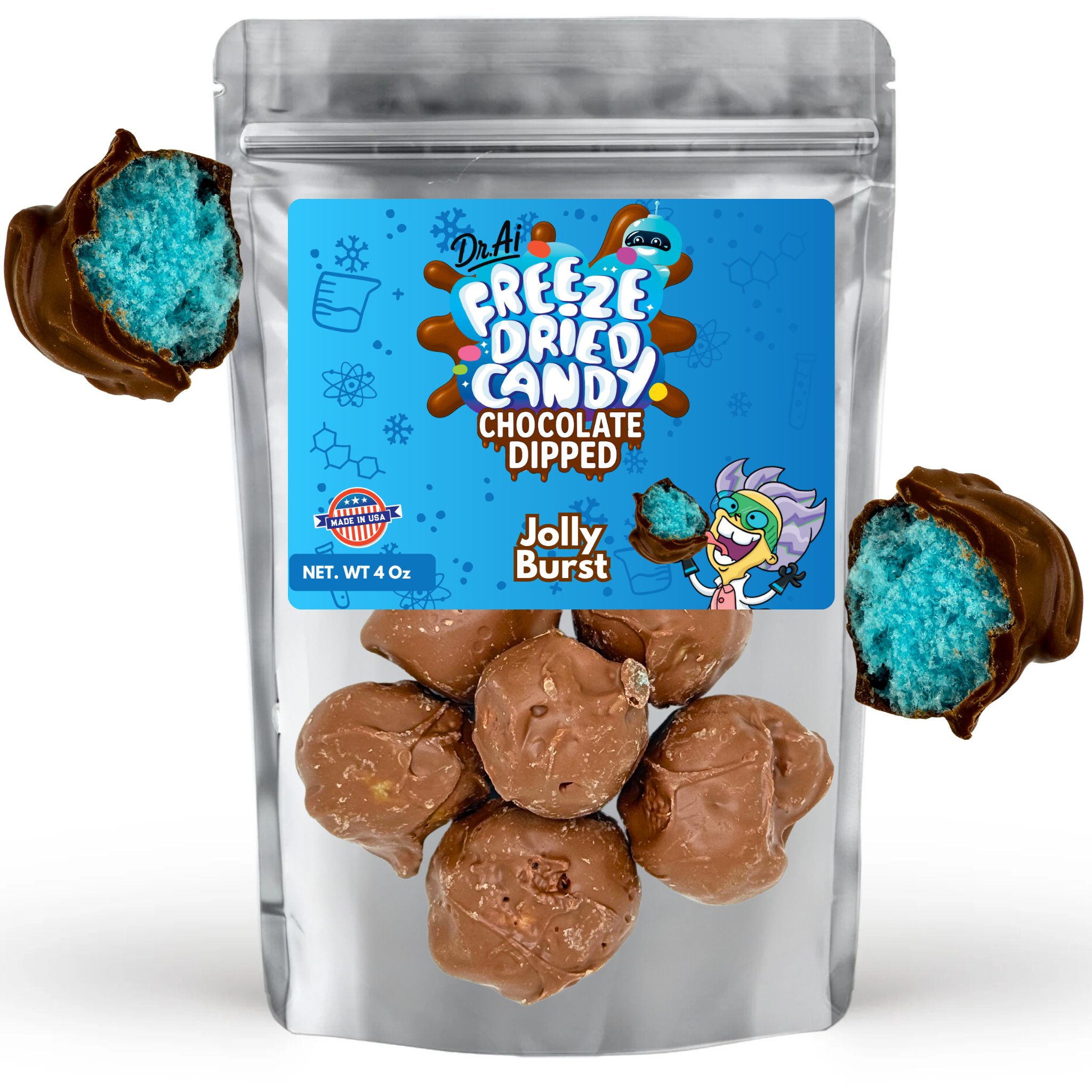 Chocolate Freeze Dried Candy Jolly Burst 4oz