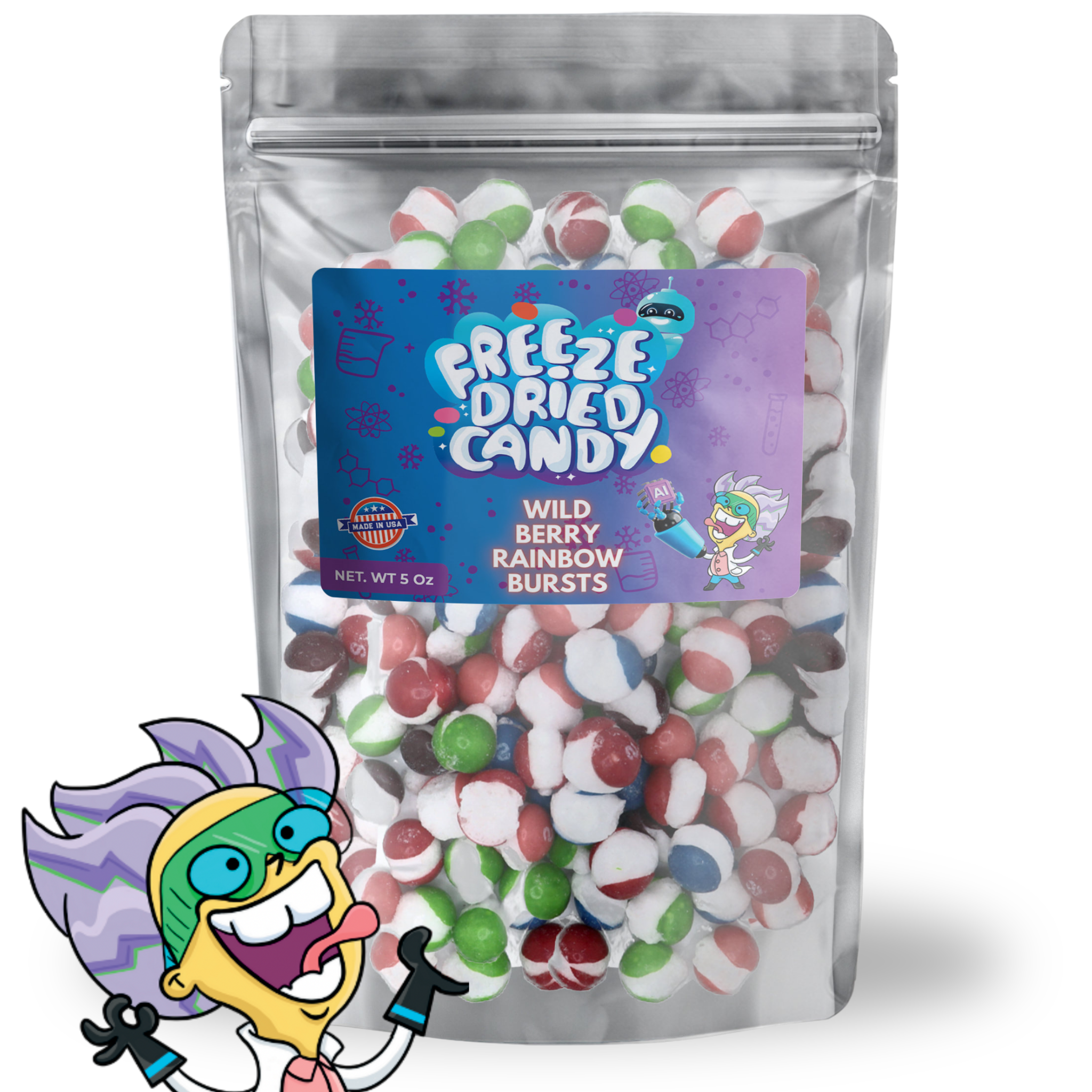 Freeze Dried Candy Wild Berry Rainbow Bursts 4oz
