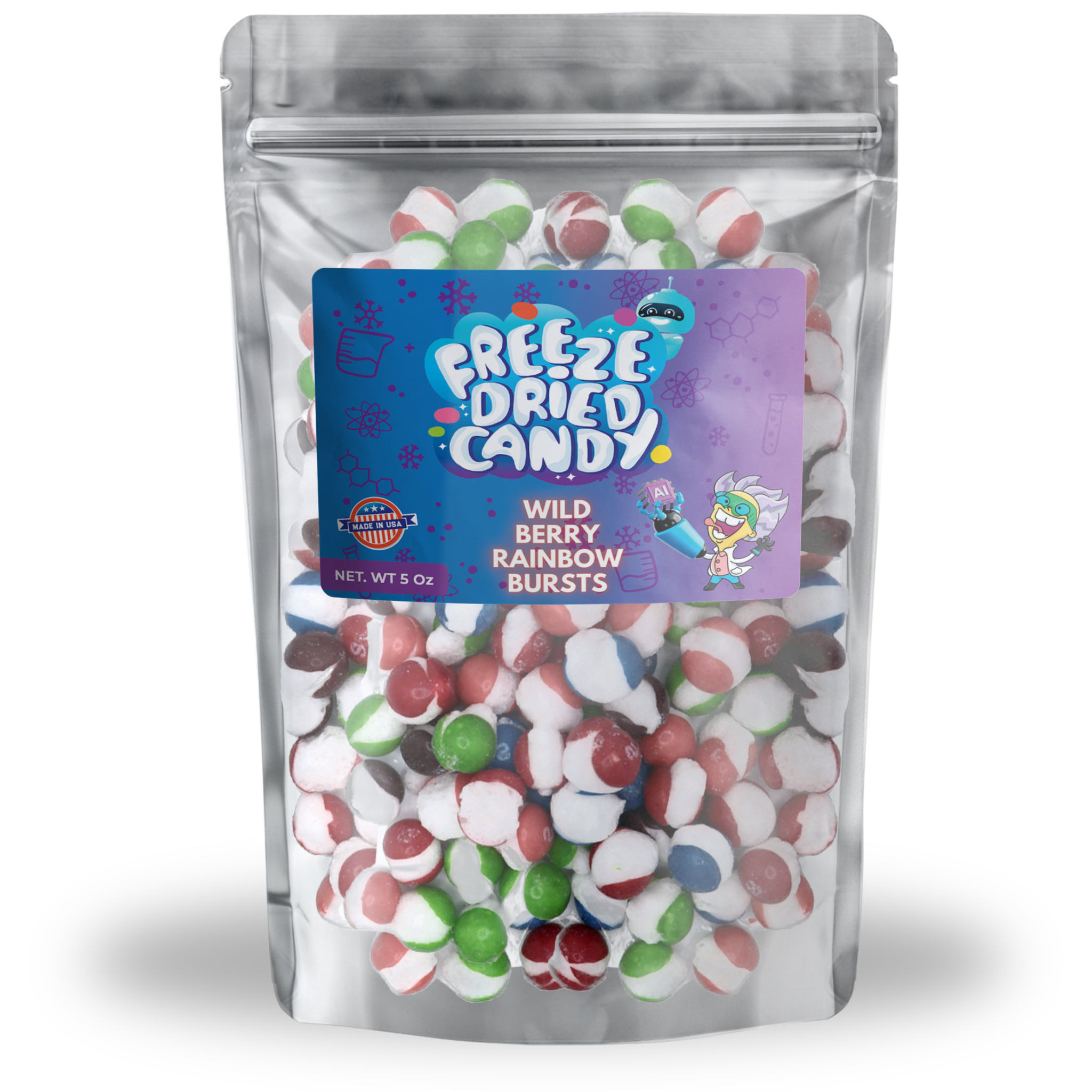 Freeze Dried Candy Wild Berry Rainbow Bursts 4oz